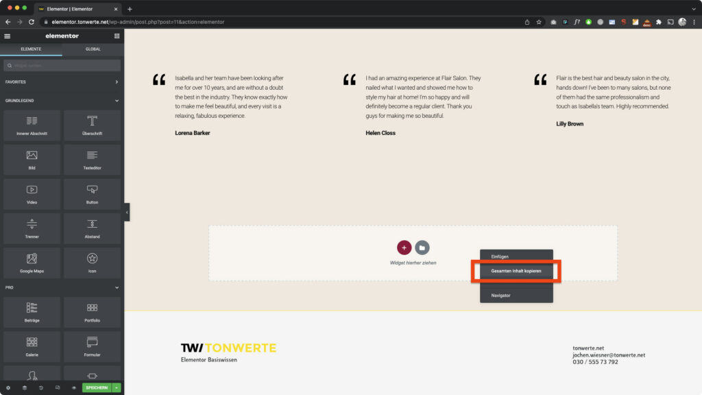 Elementor Seite duplizieren – gesamten Inhalt kopieren
